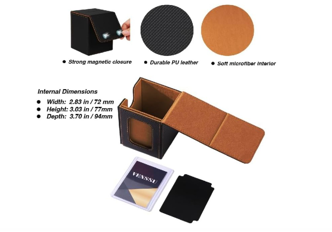 Venssu MTG Deck Box for Commander Display,Card Deck Box Fits 100 Double Sleeved