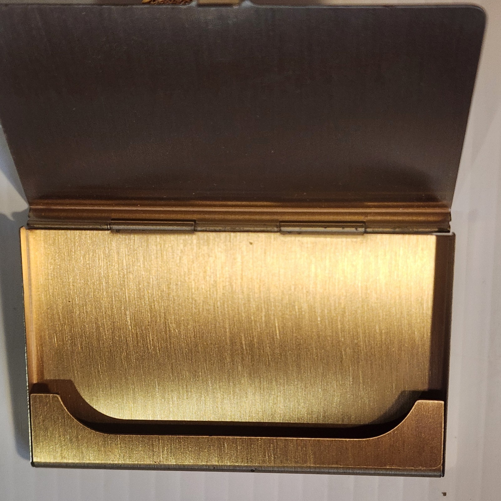Vintage Brass Business Card Holder Maple Leaf Canada Souvenir Gold Tone Case