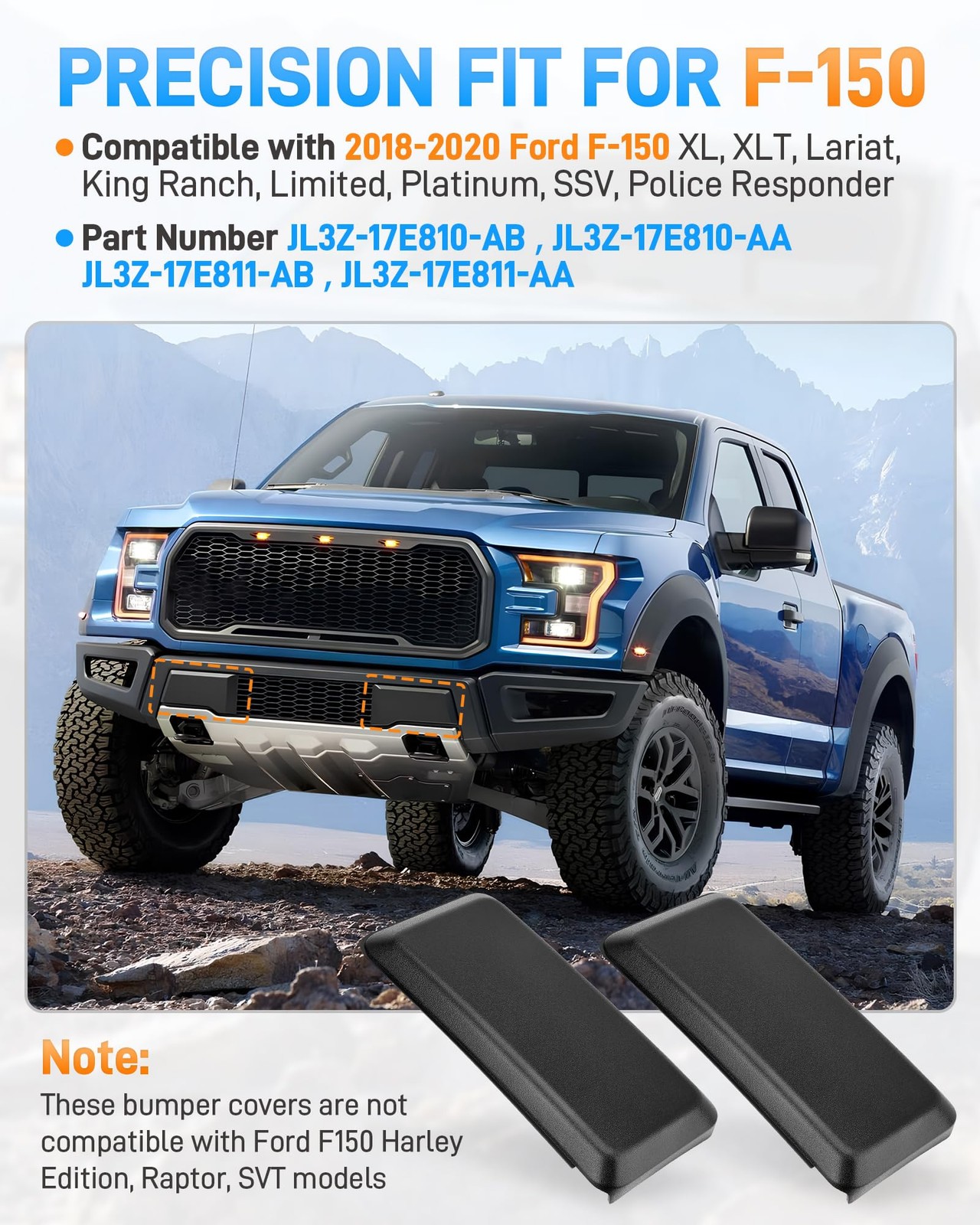 F150 Front Bumper Guard Pad Cover Compatible with Ford F-150 2018 2019 2020, …