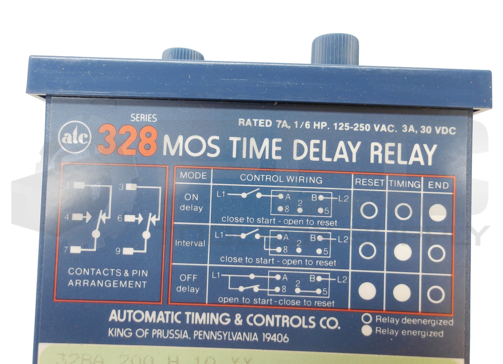 NEW ATC 328A 200 H 10 XX TIME DELAY RELAY 24V 125-250VAC