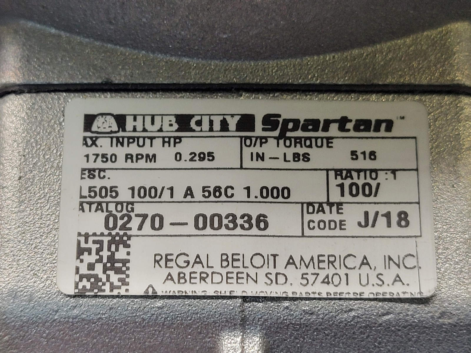 Hub City Spartan #0270-00336 Gear Reducer.
