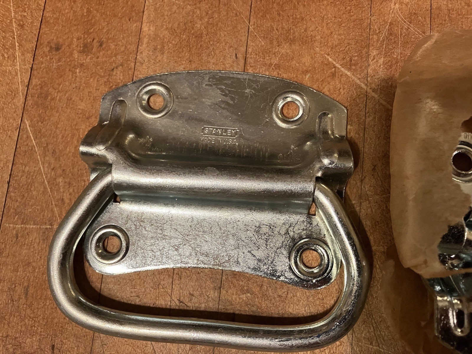 NOS Vtg. 3 Pairs Stanley 1205 US2C Steel Zinc Plated Chest Handles No. 3 1/4 USA