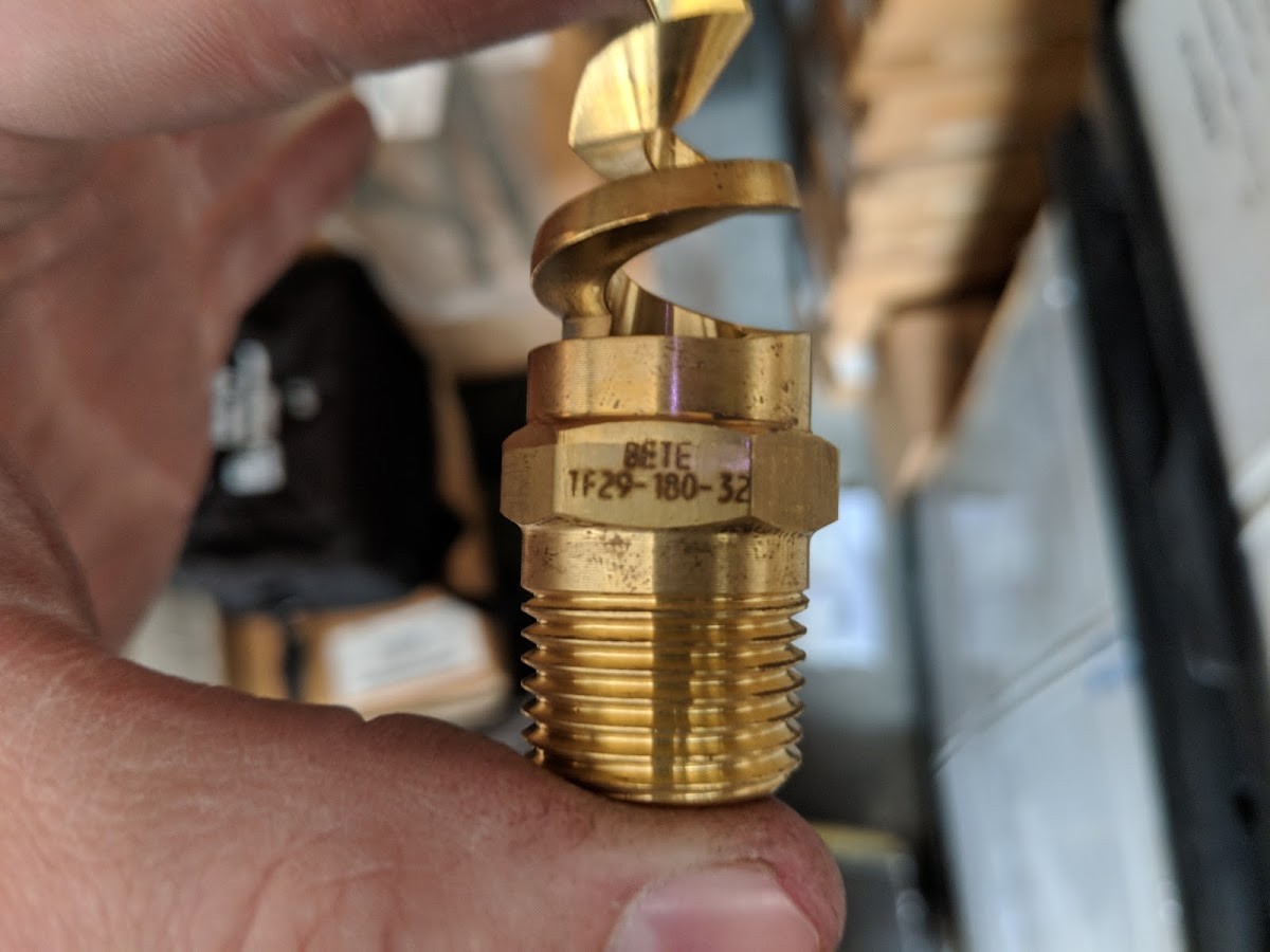 BETE TF29-180-32 SPIRAL CONE ATOMIZING DEDUSTING SPRAY NOZZLE Brass