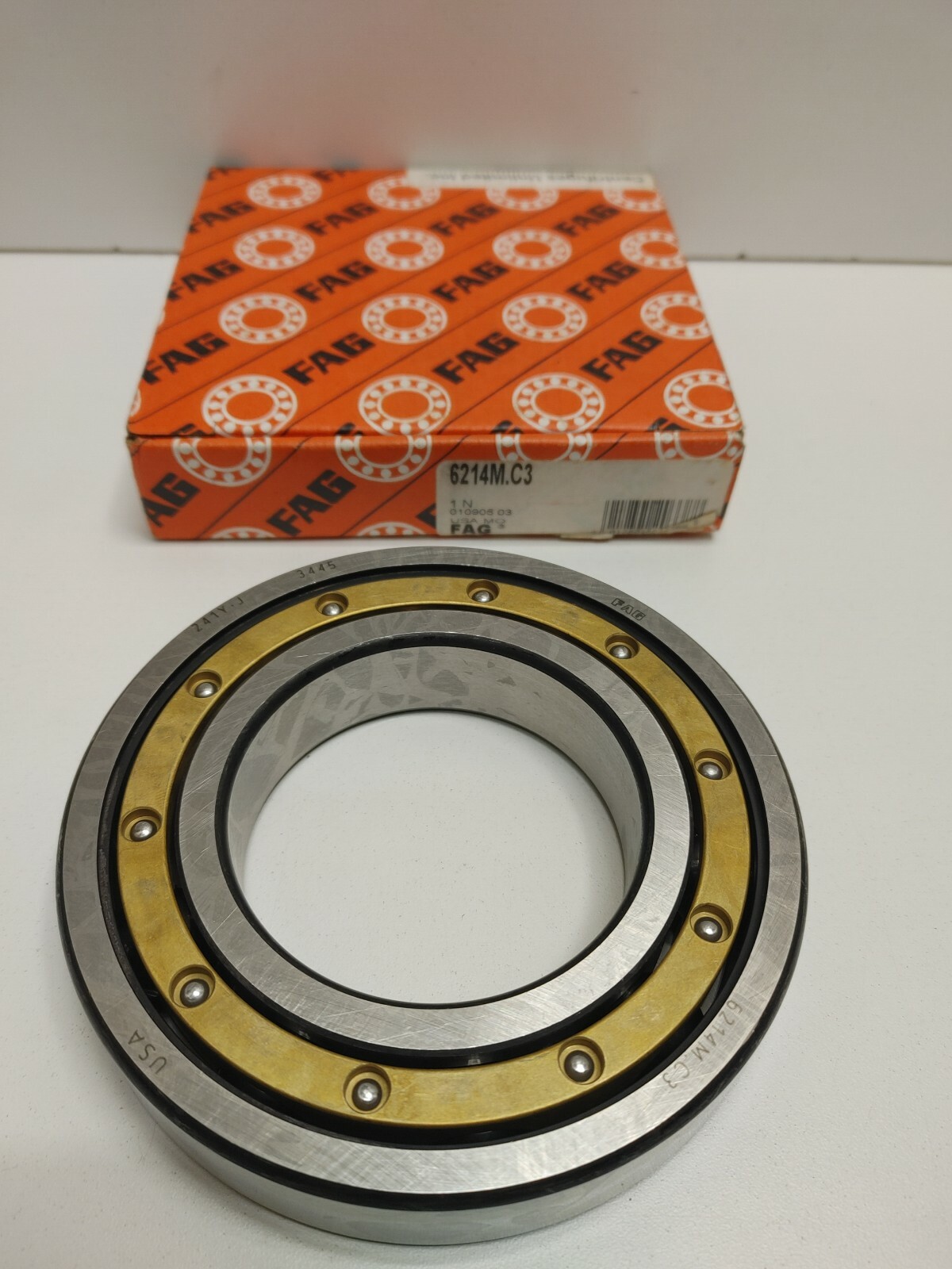NEW OLD STOCK! FAG 70MM ID X 125MM OD X 24MM BALL BEARING 6214M.C3