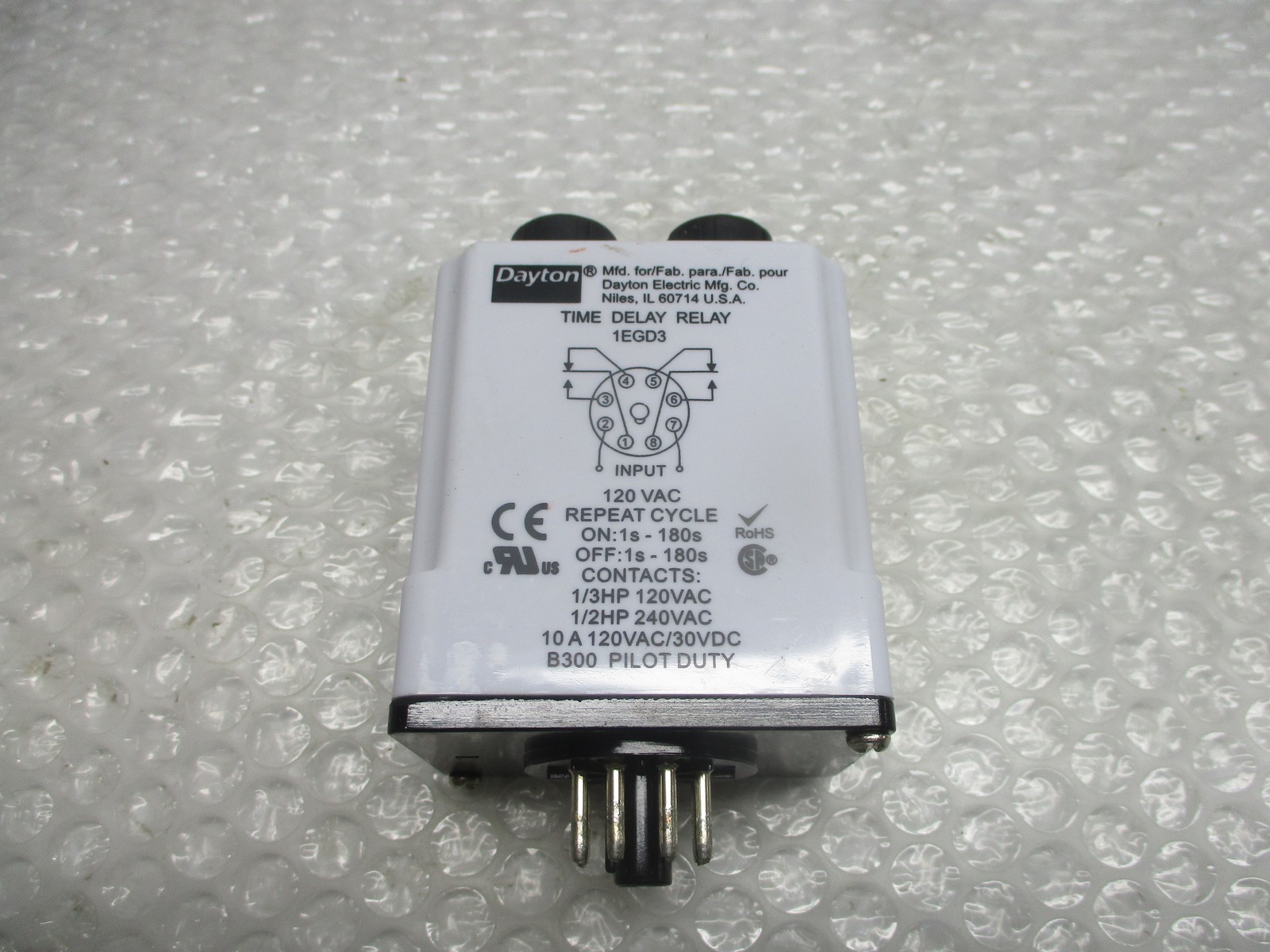 DAYTON 1EGD3 TIMER 1S-180S 120V UNMP