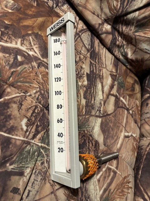 WEISS INSTRUMENTS 9VAU35 90 Degree Angle THERMOMETER 20-180 Degrees New Old Stok