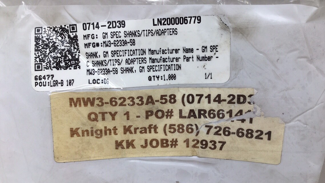 Knight Kraft MW3-6233A-58 Brass Shank GM Type 0714-2D39