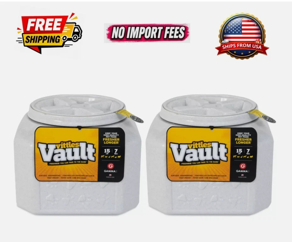 2 PACK Gamma2 Vittles Vault Dog Food Storage Container, holds up to 10-15 Pounds