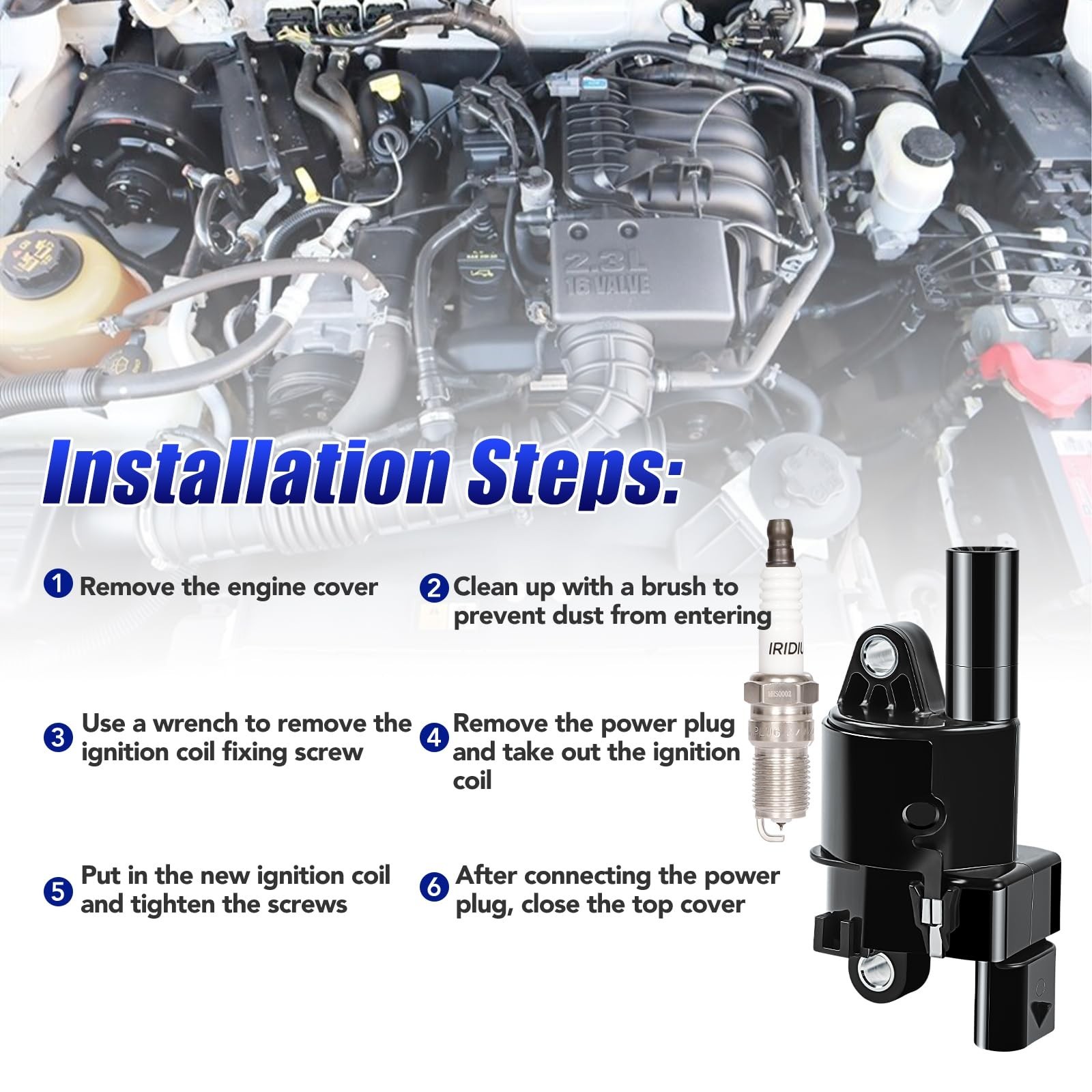 Set of 8 Round Ignition Coil Pack & Spark Plugs Fits for 5.3 6.2 Chevy Silver…