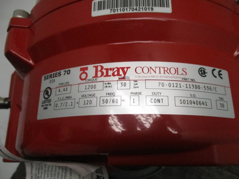 BRAY CONTROLS 70-0121-113D0-536/C 120V 2.1A 6″ NSNP