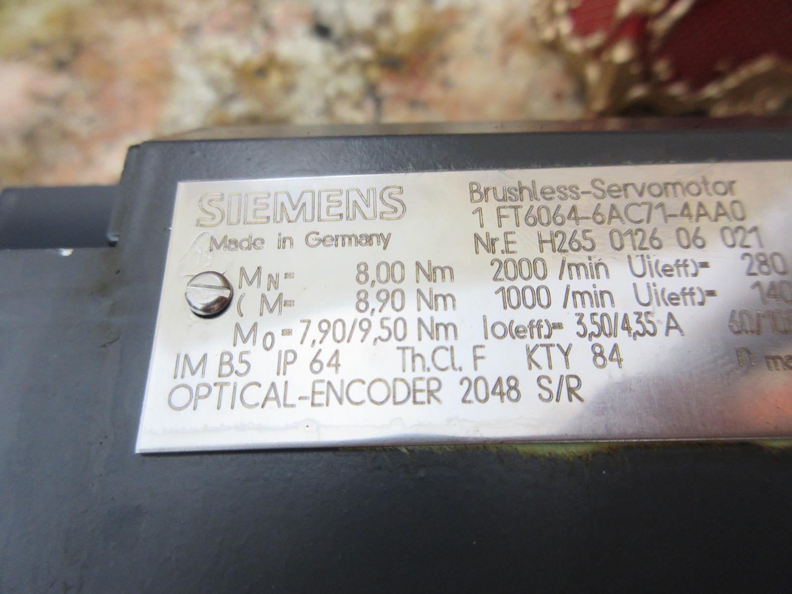 HERMLE UWF 1202S CNC MILL SIEMENS FT6064-6AC71-4AA0 1FT6064 SERVO MOTOR EACH 1
