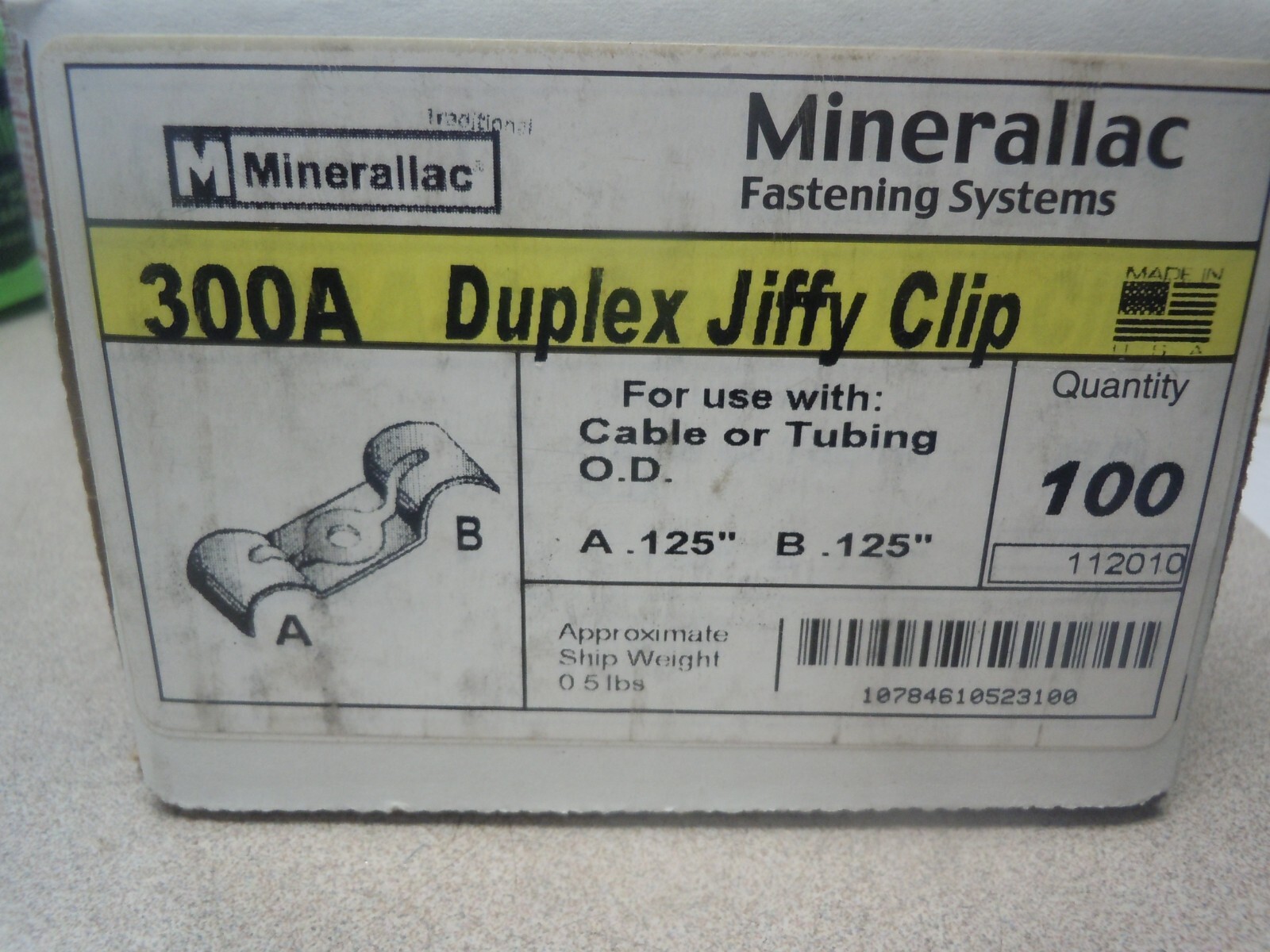 Minerallac 300A Duplex Jiffy Clip for 0.125 O.D. Cable or Tube Box of 100 Pieces
