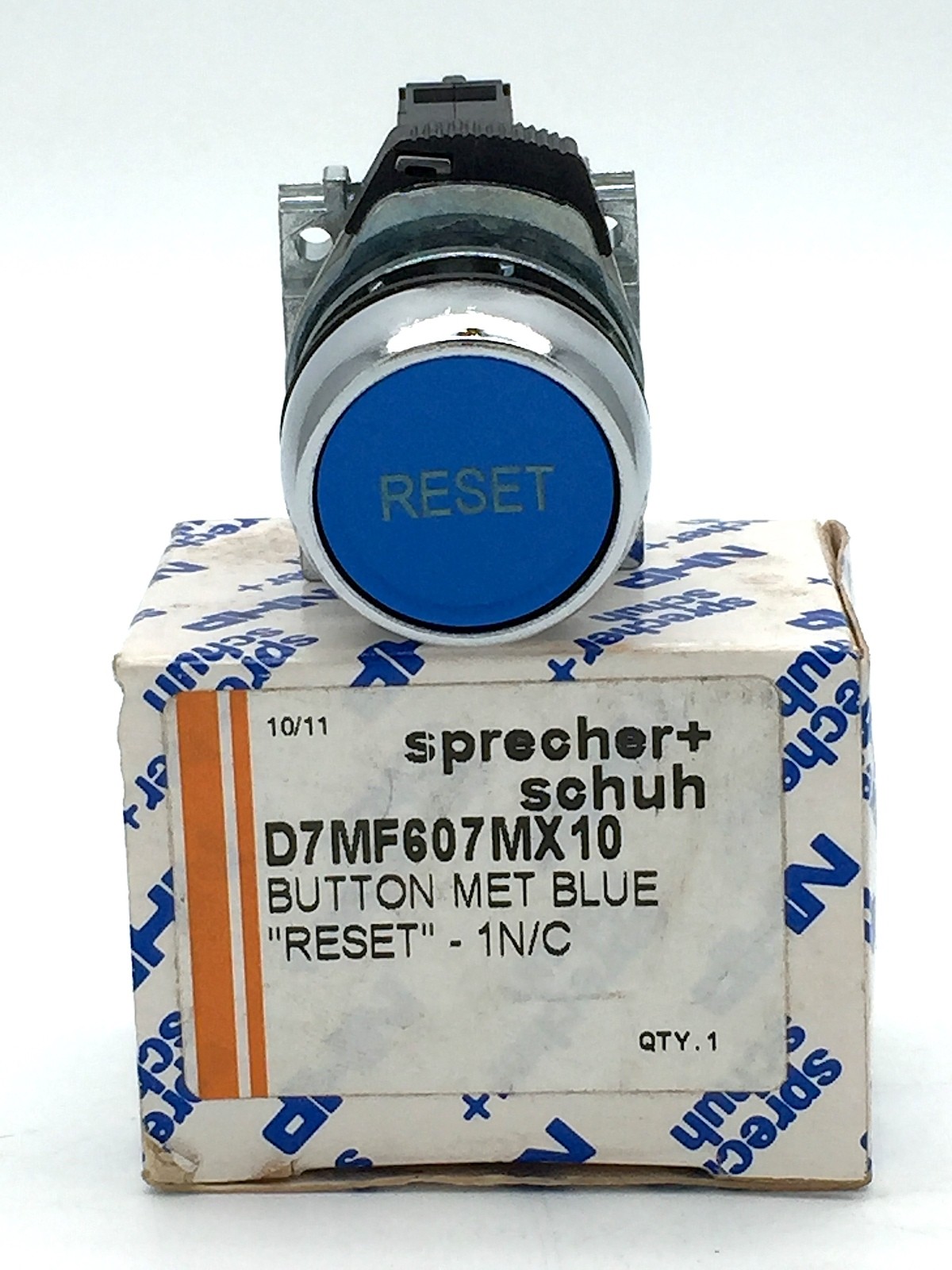NHP Sprech+Schuh D7MF607MX10 Flush Push Button Metal Blue RESET 1N/C 600VDC 10A