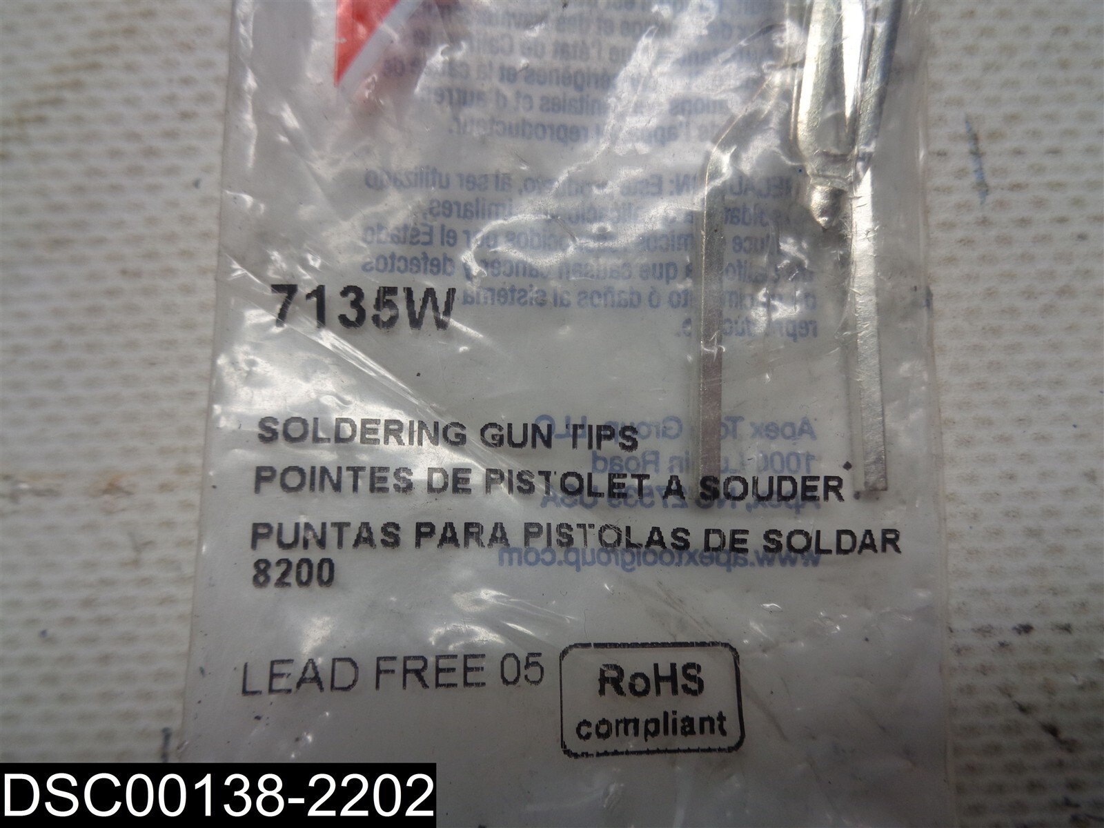 QTY=2: 7135W Weller Soldering Gun Tips 8200 037103475657