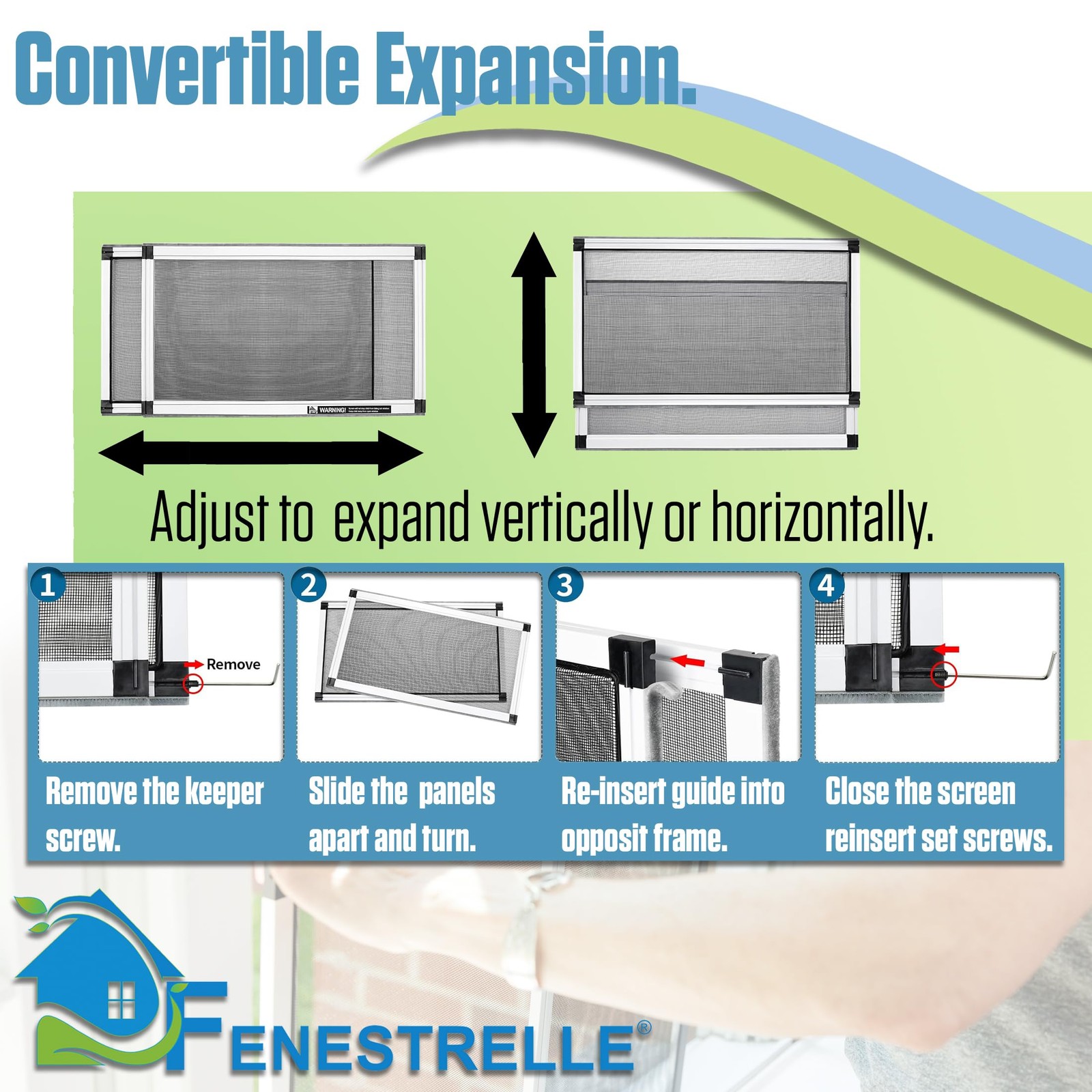 Fenestrelle Expandable Window Screen – 15″ H Medium (15″ H x 21″-40″ W), Gray