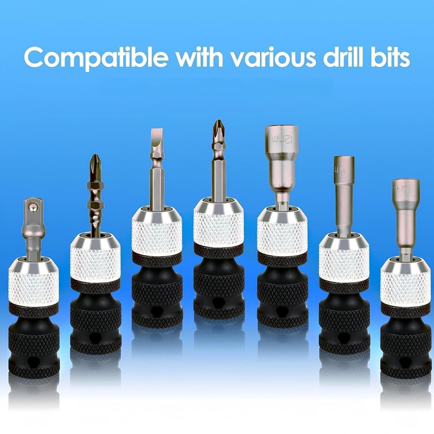 2 Adaptador De 1/2 a 1/4 Para Taladro Impacto Heavy Duty Llave Vaso Hexagonal