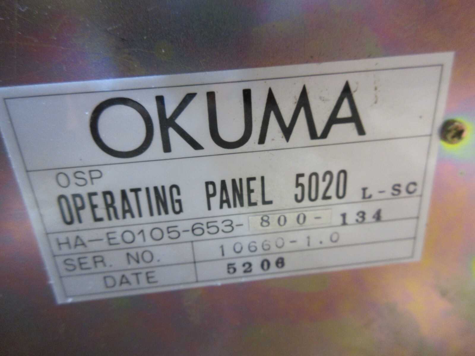 OKUMA CADET LNC8 CNC LATHE HA-E0105-653-800-134 OPERATING PANEL OSP5020L MONITOR
