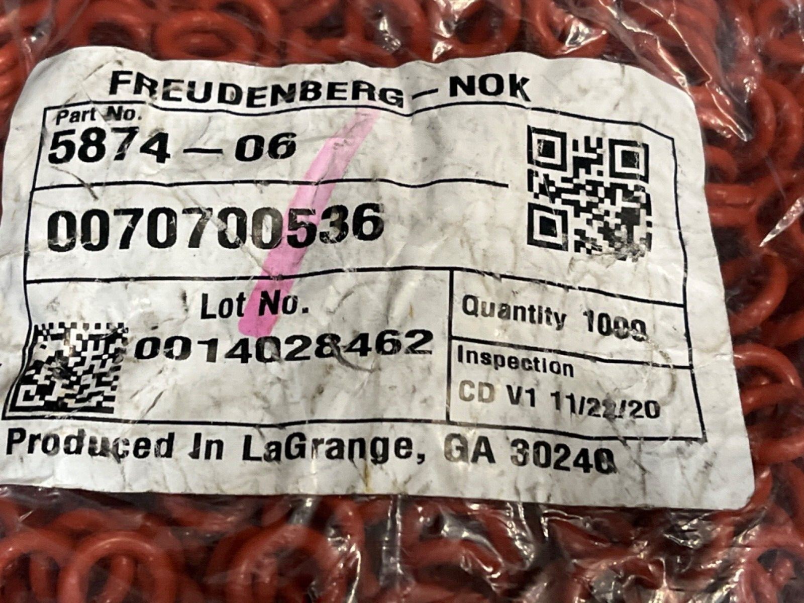 1000 QTY! HUGE LOT- O-Ring Freudenberg – NOK Red # 5874-06 0070700536 CD V1 -NEW