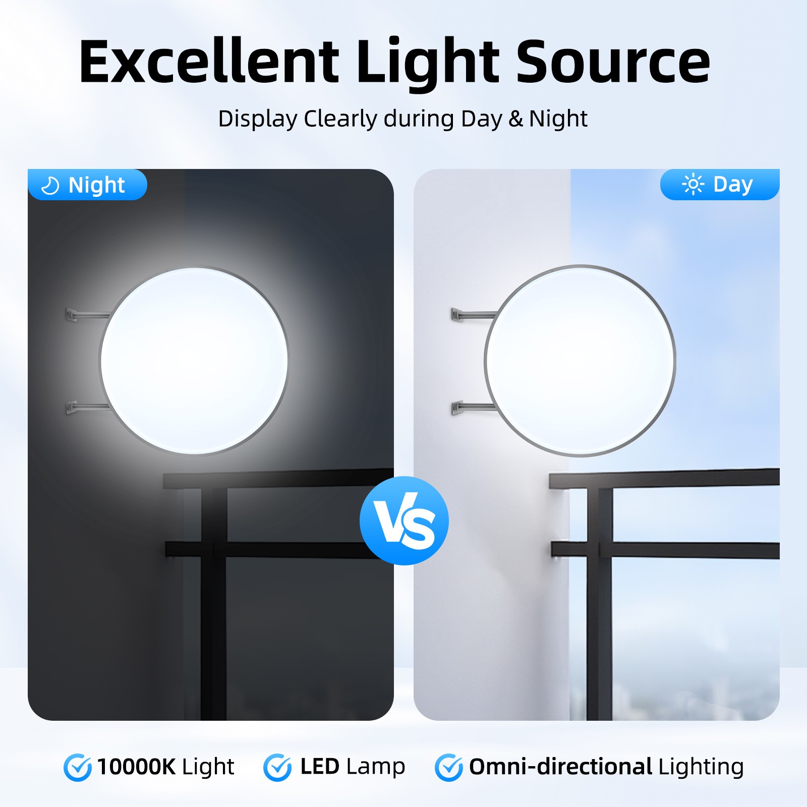 24in LED Double Sided Round Light Outdoor Advertising Projecting Light Box Sign