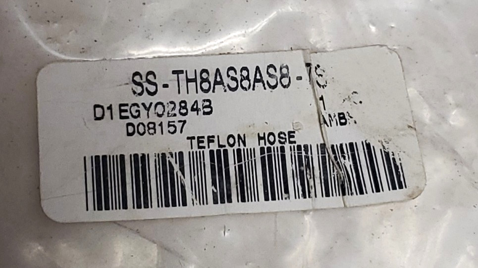 Swagelok Stainless Steel Braided Teflon Hose Assembly. SS-TH8AS8AS8-18