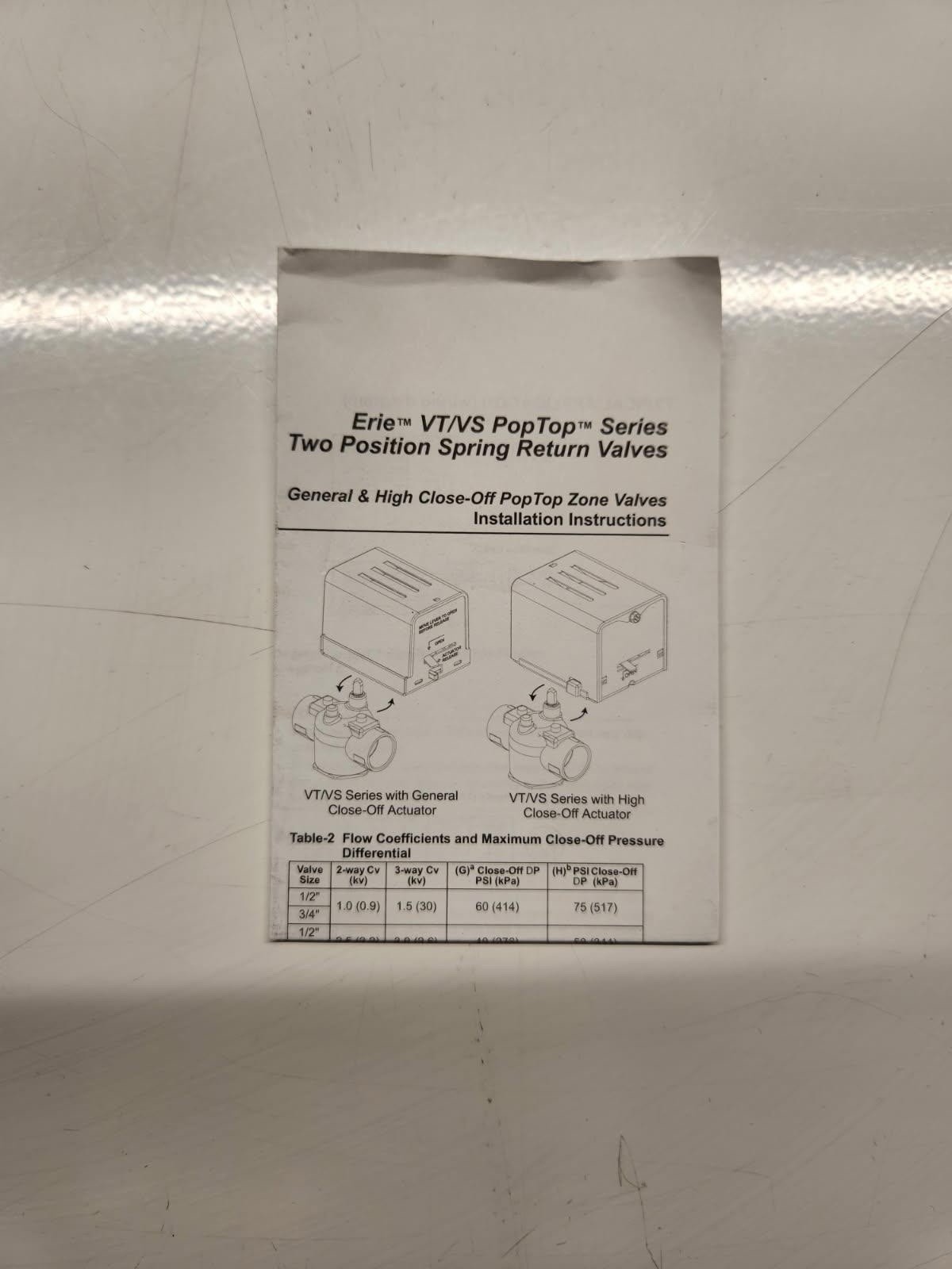 Schneider Electric Erie PopTop Valve Assembly – VT2212G13B020