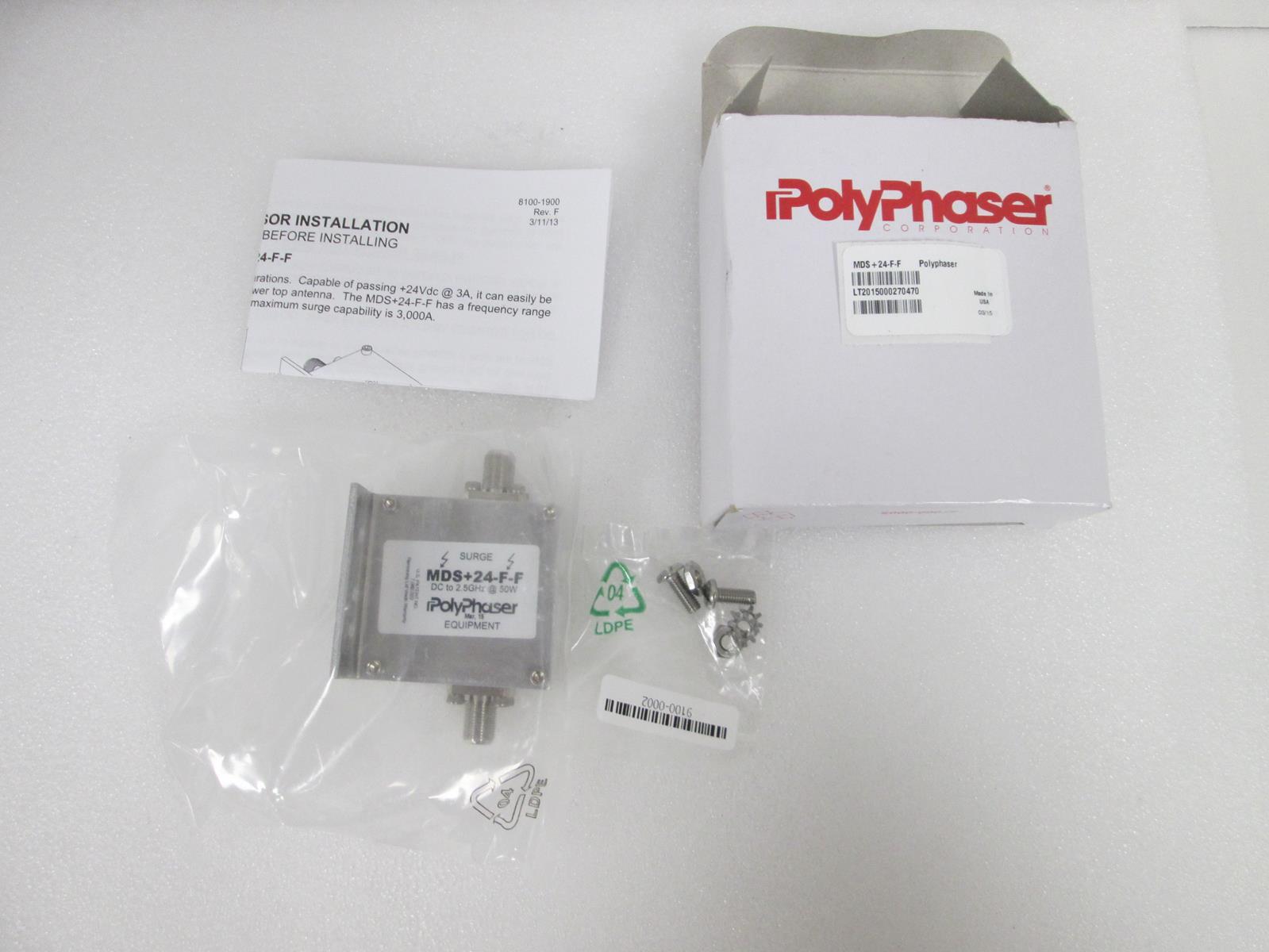 POLYPHASER MDS+24-F-F POLYPHASER 100KHZ 2.5GHZ PASS COAX PROTECTOR