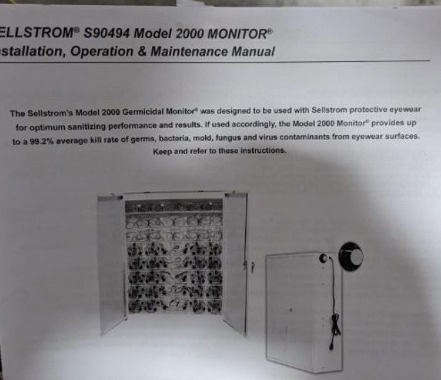 Sellstrom S90494 Eyewear Germicidal Cabinet, Case With Door, Steel, NEW In Box