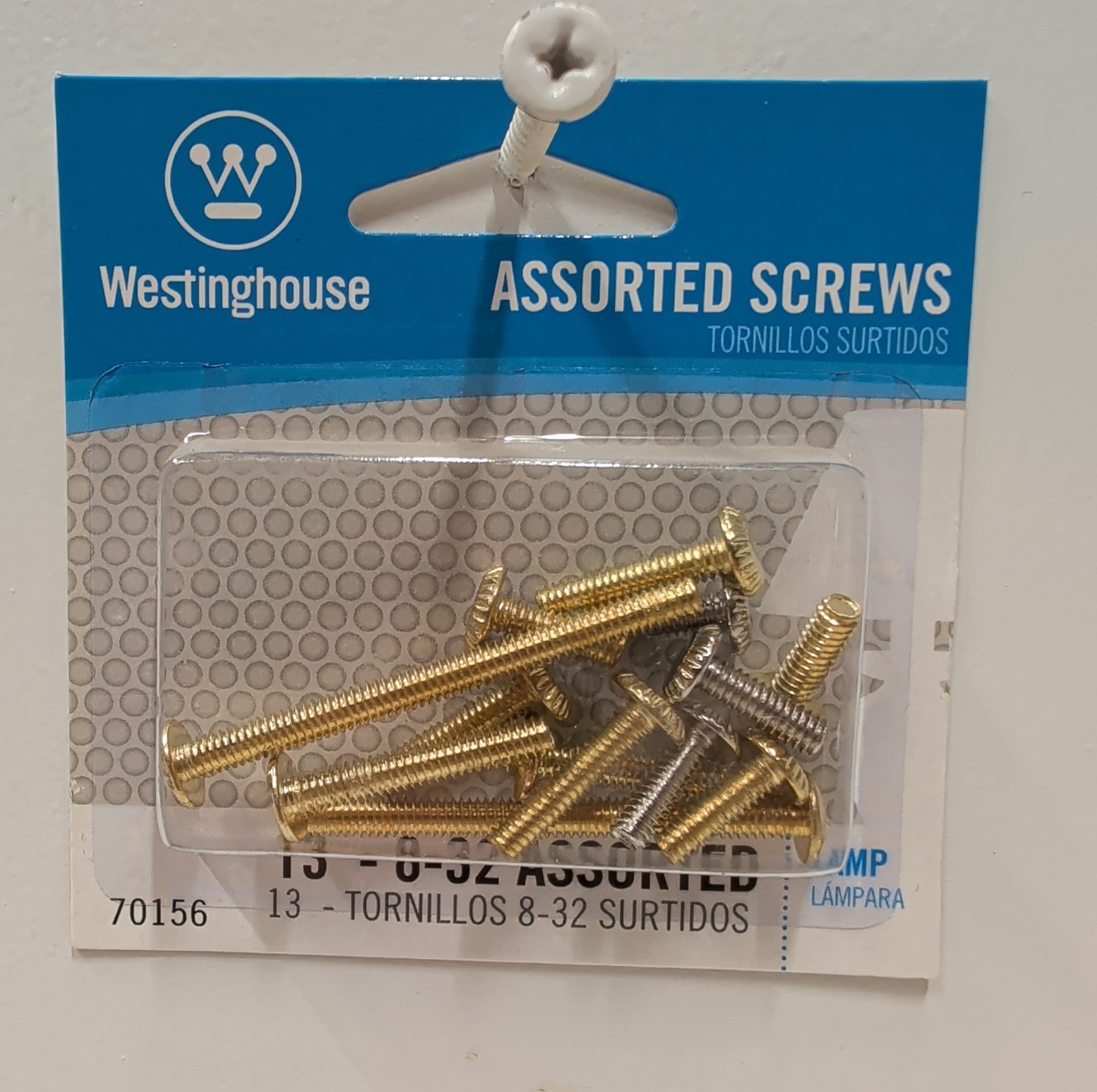 Westinghouse 70156 Assorted Lamp Screws Set 13 Pieces 8‑32 Thread Brass New