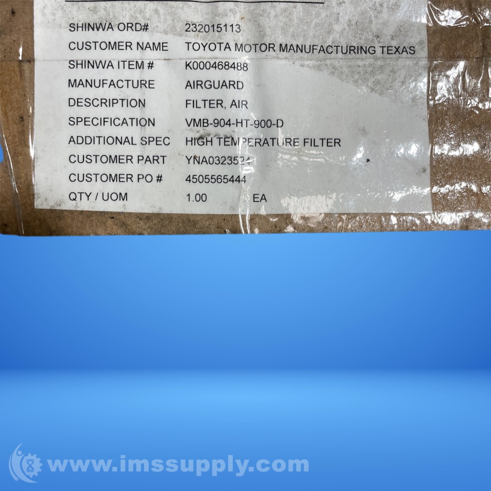 Airguard VMB-904HT-900-D High Temperature Filter 0254