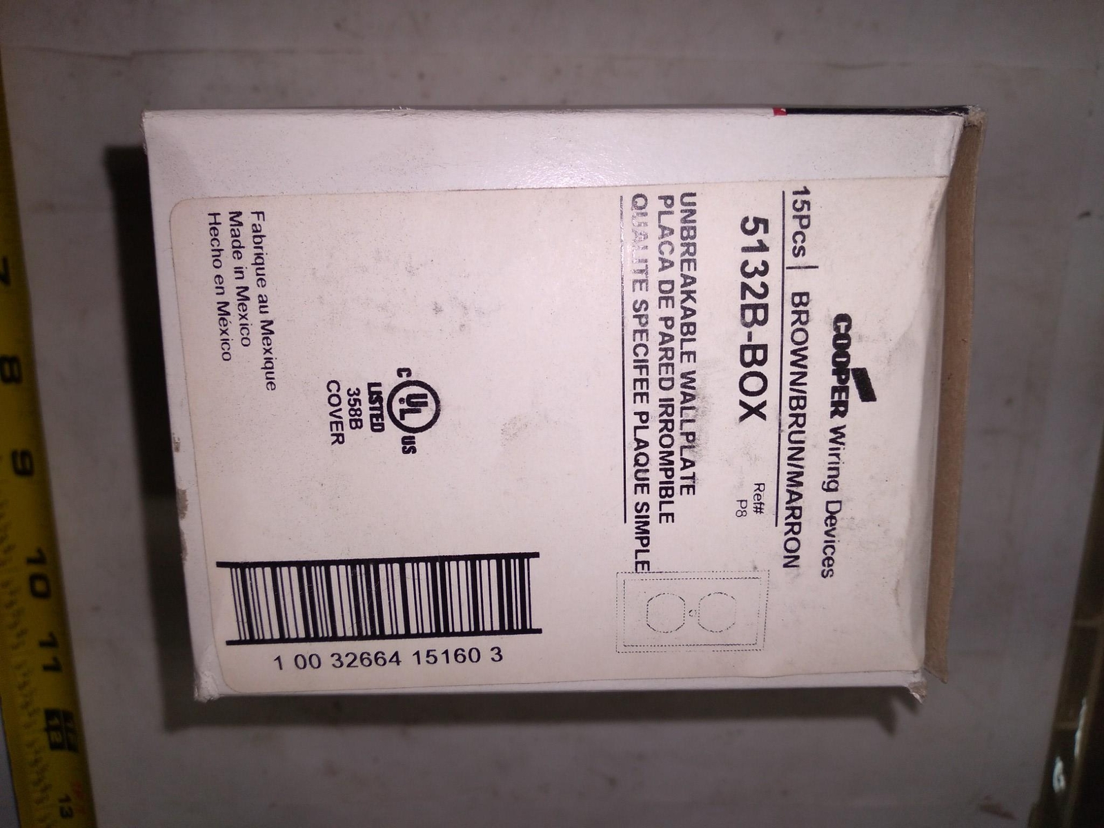 COOPER WIRING ARROW HART DEVICES 5132B-BOX BROWN UNBREAKABLE WALLPLATE
