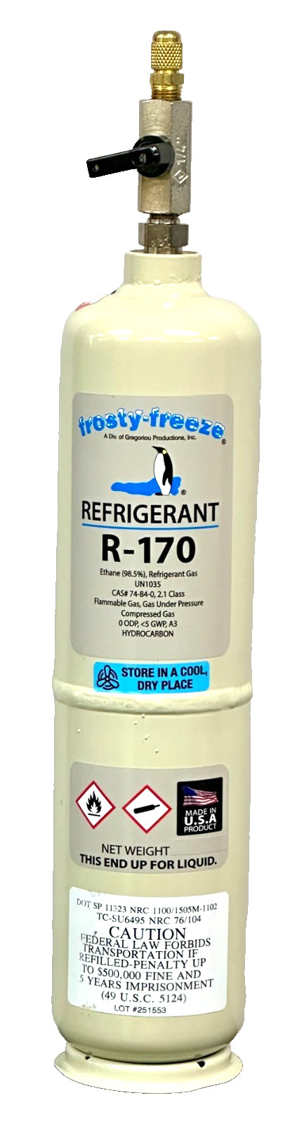 R170 Refrigerant 14 oz., Ultra-Low-Temperature, Replaces R13, R23, R503 & R508B
