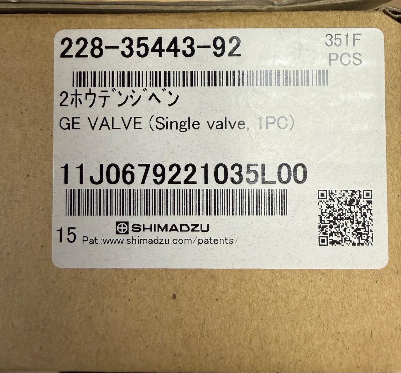 Shimadzu 228-35443-92 GE Valve (single Valve, 1PC
