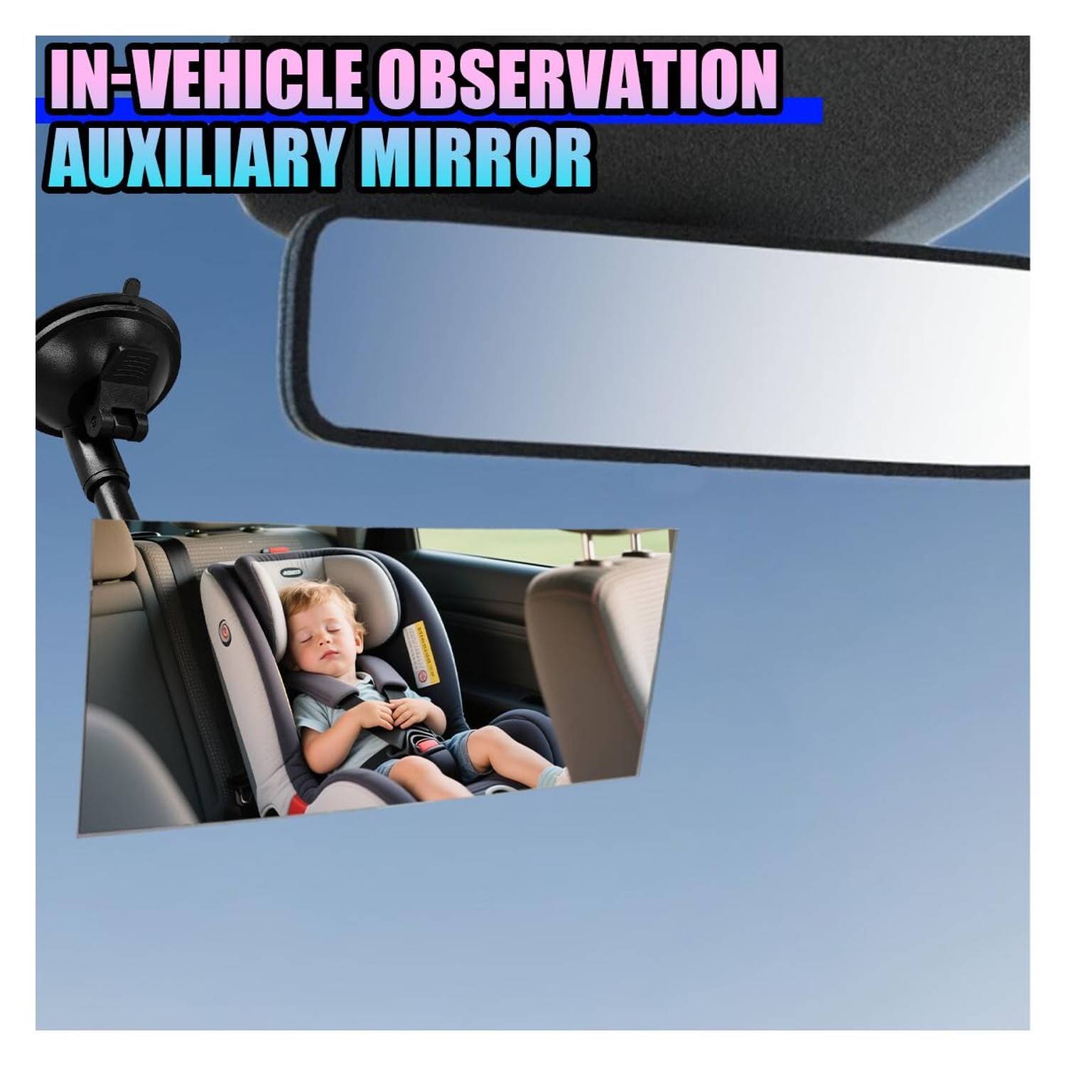 Baby Car Rearview Mirror with Suction Cup, 360 Degrees Wide Angle Automotive …