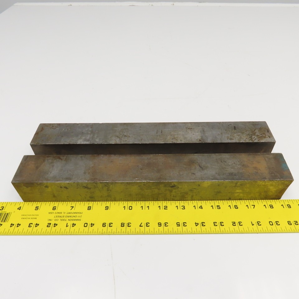 2″ Square Mild Steel Bar Stock 12″ OAL Lot Of 2