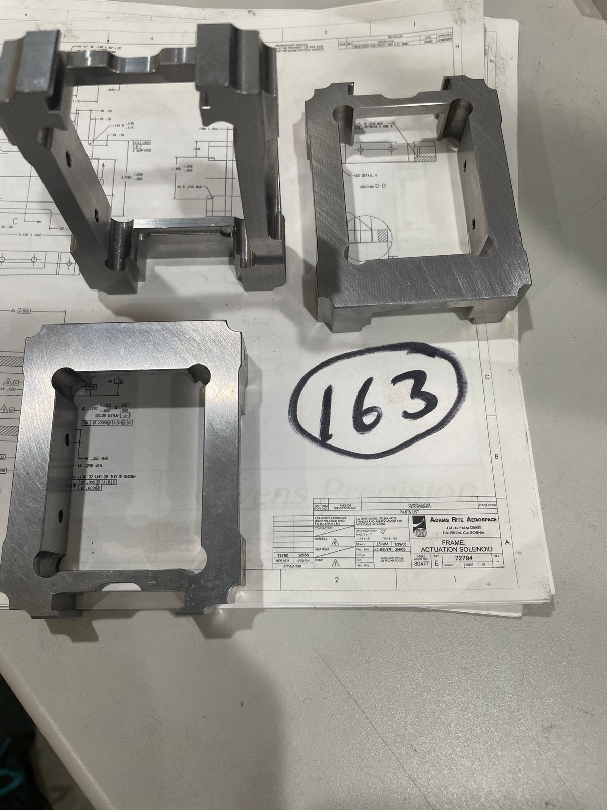 ADAMS RITE AEROSPACE INC 72794 ACTUATION SOLENOID FRAME