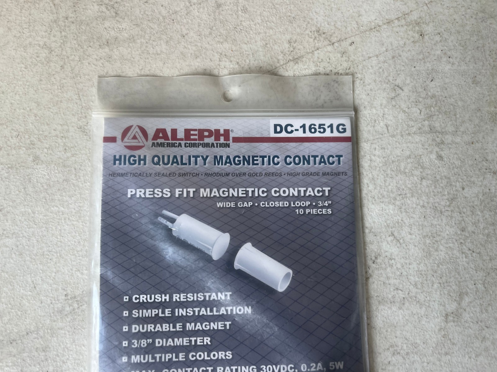 Aleph DC-1651G High Quality Magnetic Contact Flush Mount Door Sensor Gray