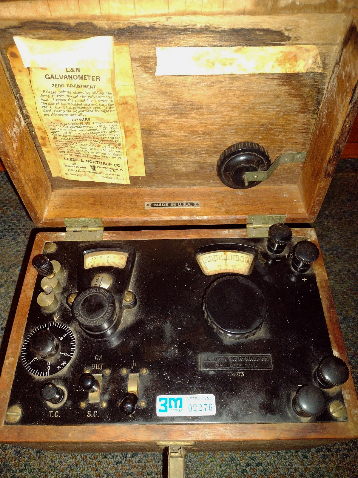 Leeds & Northrop Galvanometer Co Made In USA Untested Antique