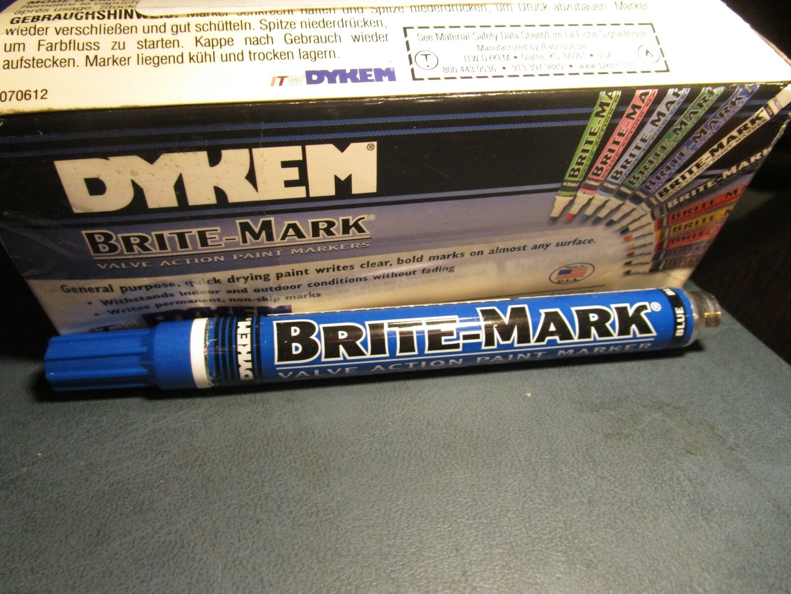 Blue Medium Tip Valve Action Brite-Mark® M-3 Paint Marker