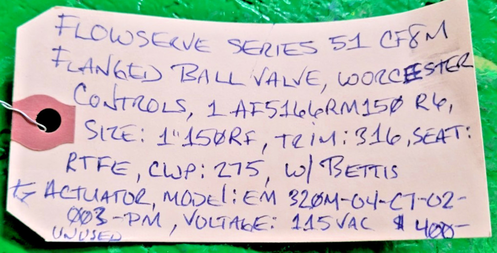 6️⃣WOOCHESTER 51 1″ FLANGED BALL VALVE W/ ACUATOR PESSCO IS OFFER 1 G062526-1 🗽