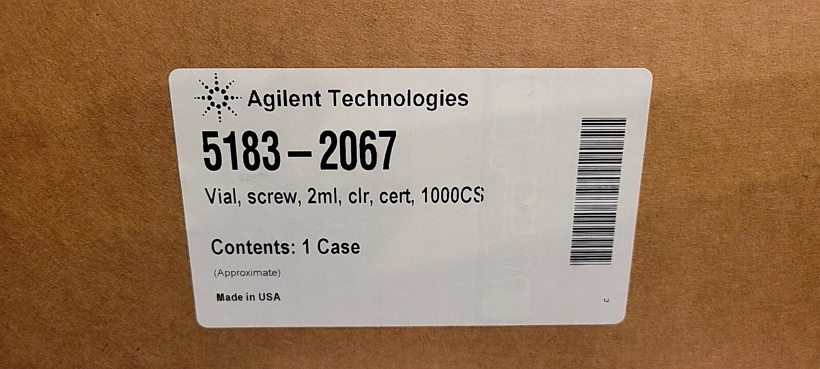 Agilent 5182-0714 Screw cap vials, clear, 100/pk (25- 100pk = 2500 Total)