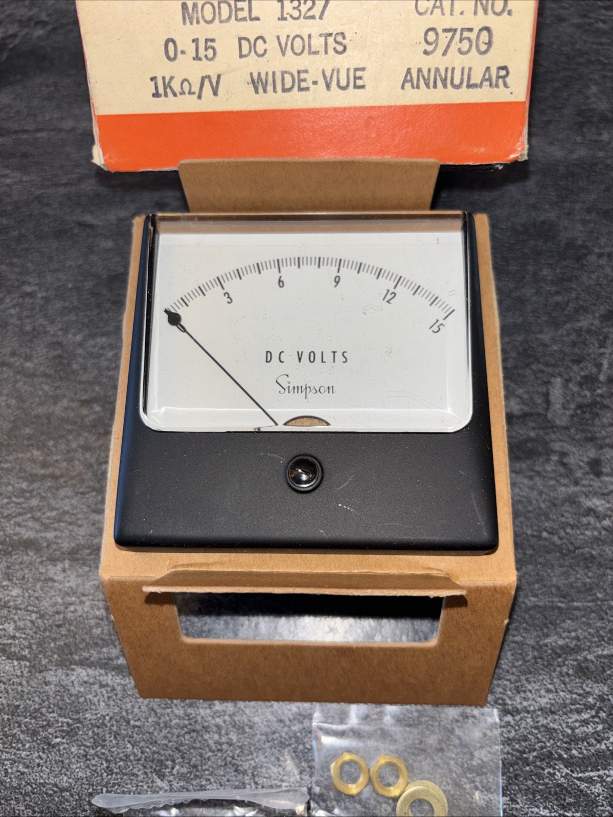 Simpson Model 1327 DC Volts Panel Meter 0-15V Analog Gauge Vintage #9750 NOS #I