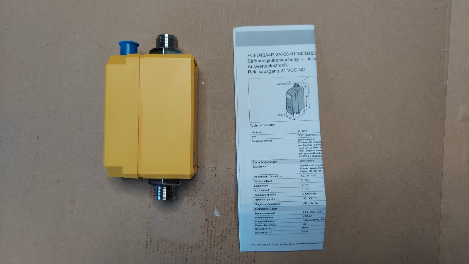 New Turck FCI-D10A4P-2ARX-H1160/D205 6870681 Inline Flow Monitor Sensor