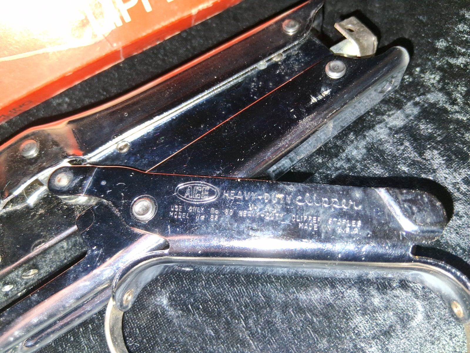 USED Heavy Duty Ace #82 Stapling Plier in Orig. Box plus Instructions