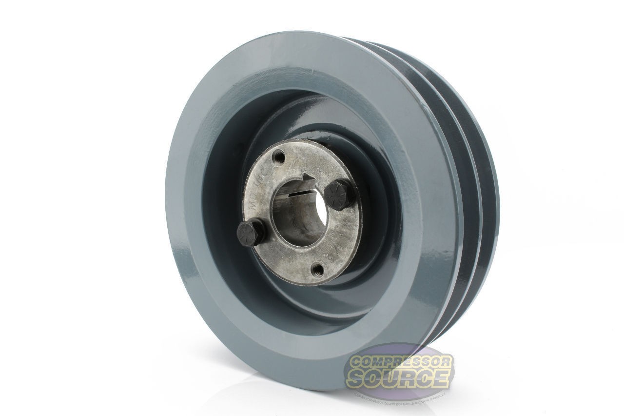 Cast Iron 6″ Dual Groove Belt B Section 5L Pulley with 1-3/8″ Sheave Bushing