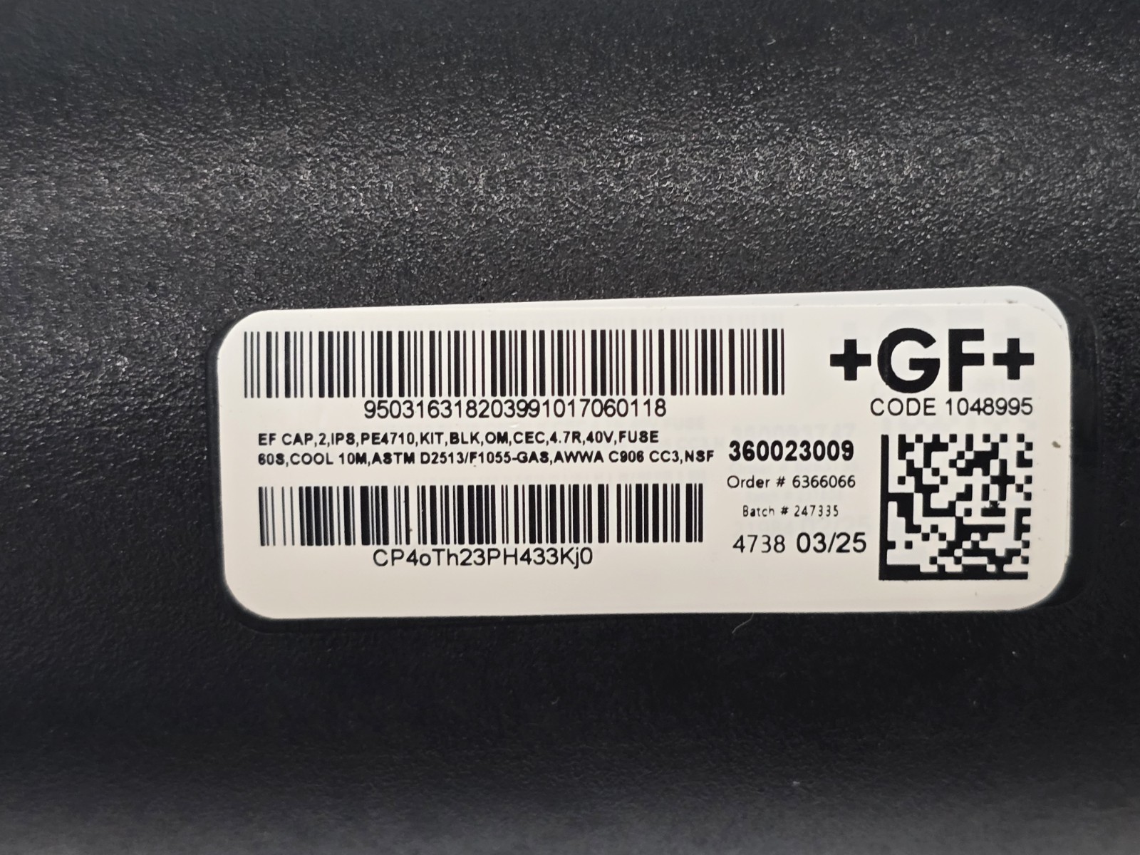 +GF+ CENTRAL ELECTROFUSION EF CAP 4 IPS PE4710 KIT 4.7R 40V