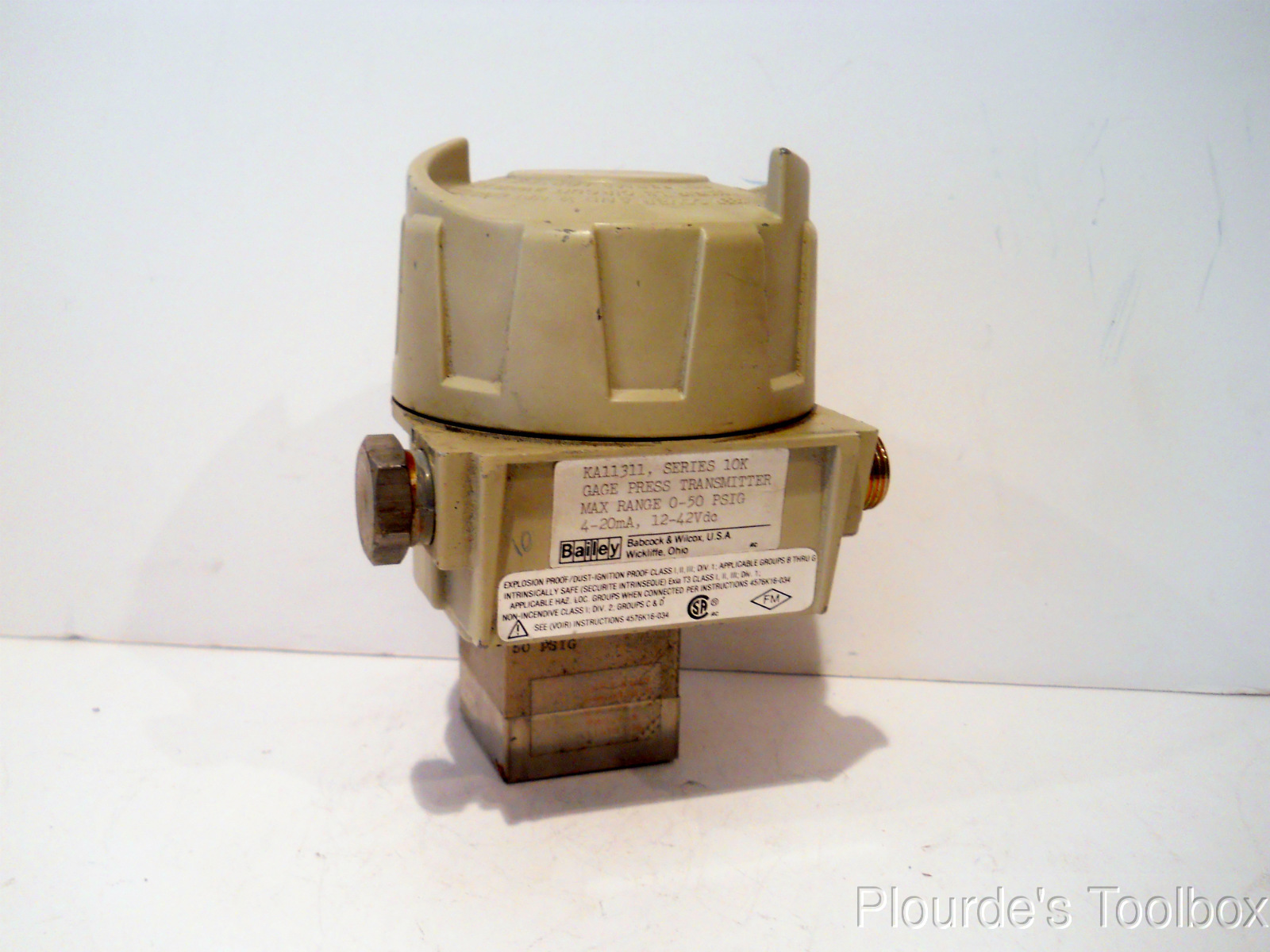 Unused Bailey Series 10K 1/2″ NPT Gage Press Transmitter KA11311, 50 PSIG
