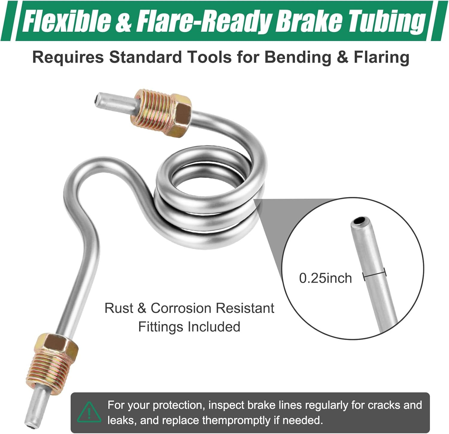25Ft 3/16″ Upgraded Zinc Coated Steel Brake Line Tubing Kit, Robust Reliable Hyd
