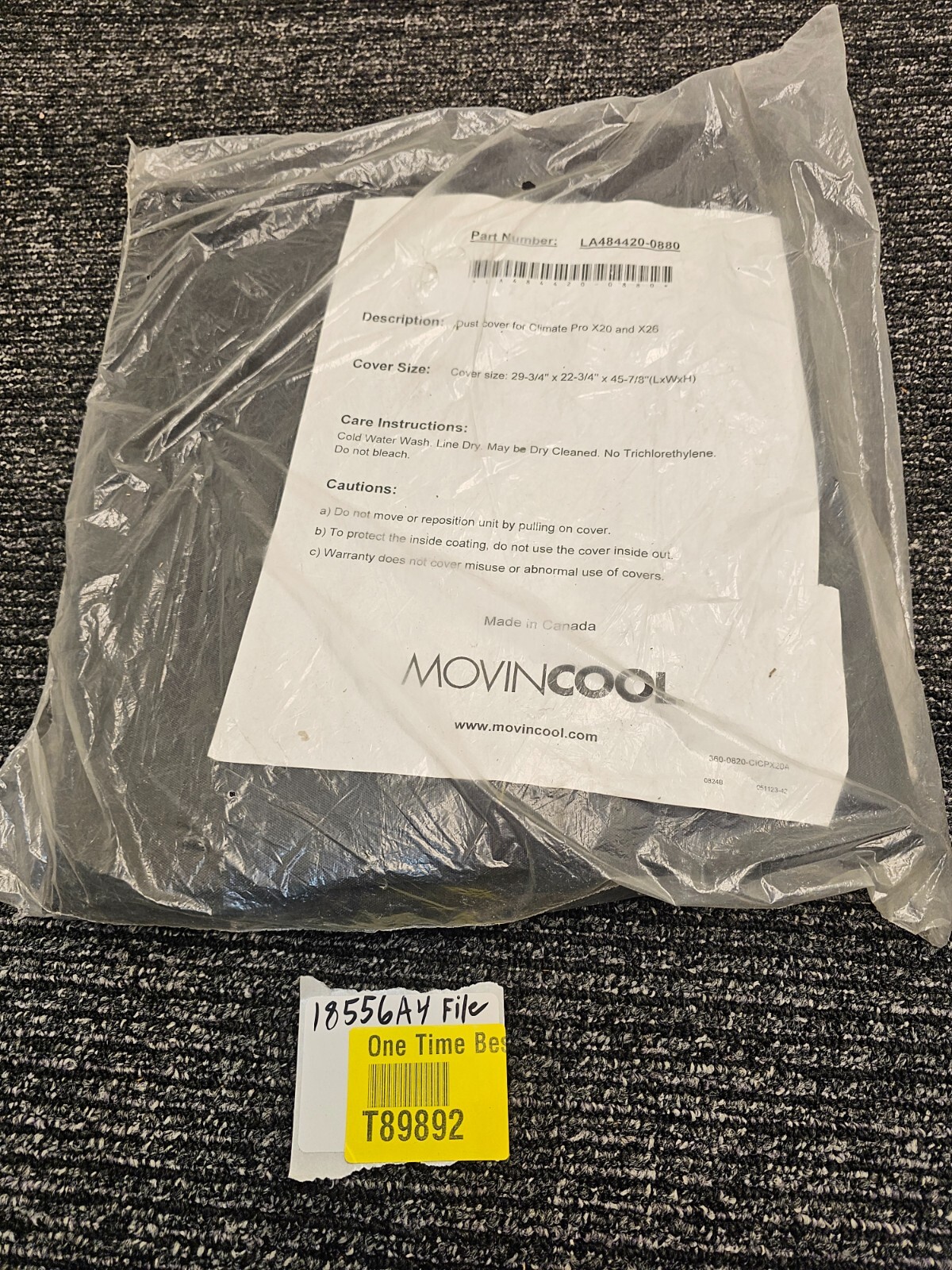 MovinCool LA484420-0880 Durable Oxford Storage Cover for Climate Pro X20/X26