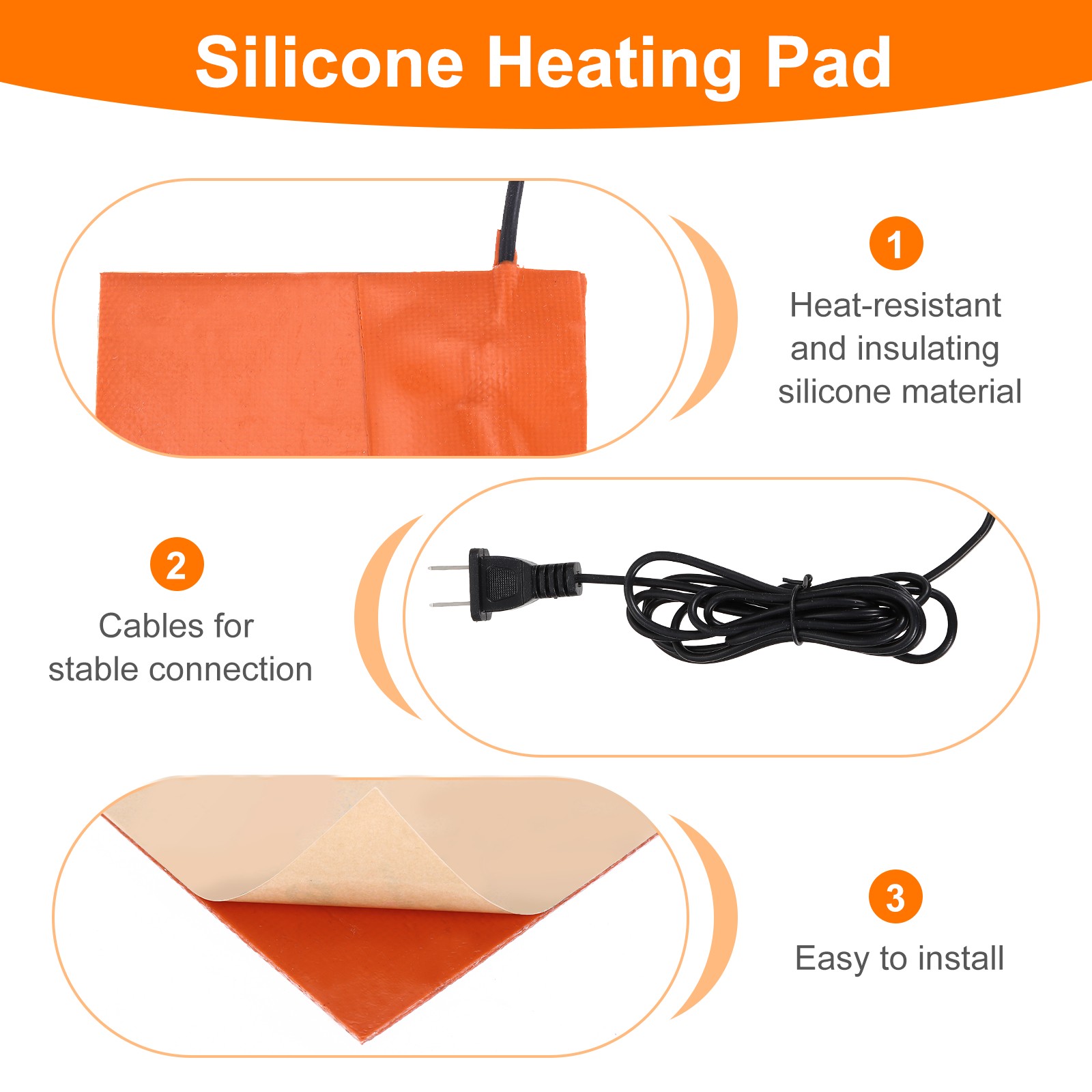 Heater Mat Silicone Heating Pads 120V 150W Heating Pad 127mm x 102mm