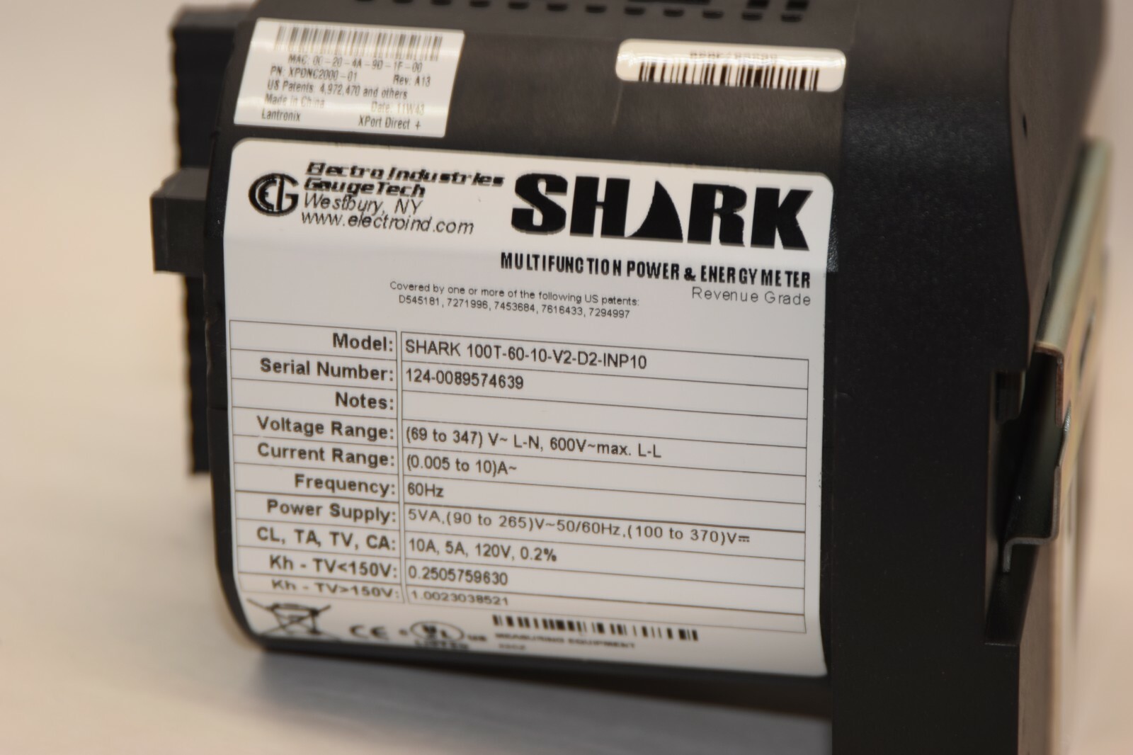 SHARK 100T-60-10-V2-D2-INP10 60Hz Multi-Function Power & Energy Meter (NOS)